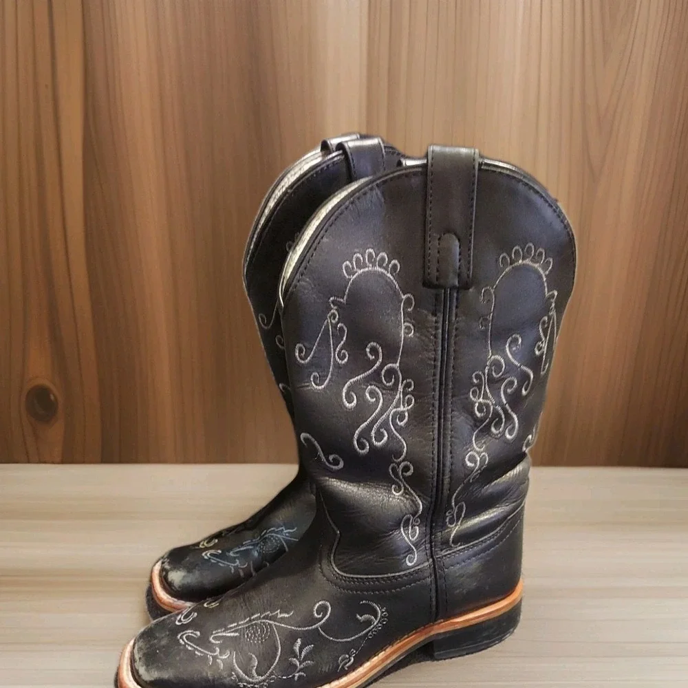 Smoky Mountain Girls 4 R Black Leather‎ Marilyn Boot Cowgirl Shoes Western